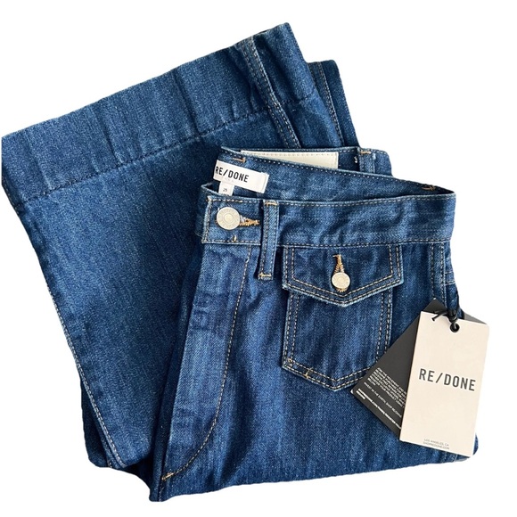 Re/Done NWT Denim Jeans Size 25 US
70s Wide Leg Pocket in True Rinse Blue - Picture 6 of 13